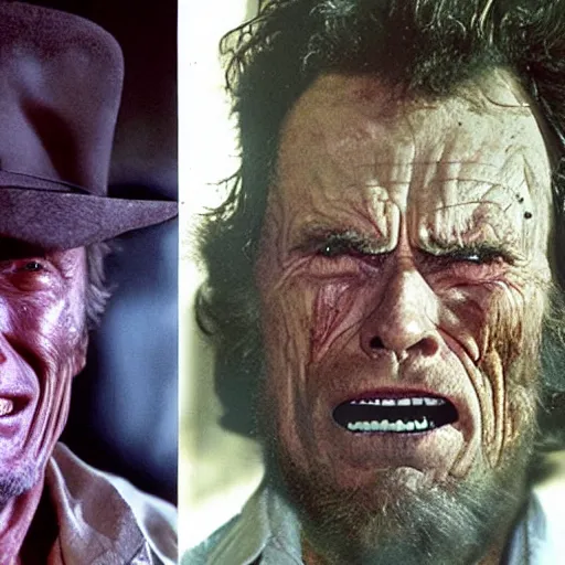 Image similar to clint eastwood as leatherface.