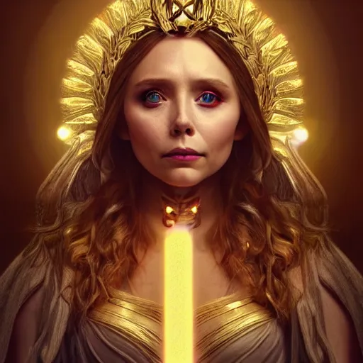 Prompt: elizabeth olsen as the goddess of emancipation, golden ratio!!!!!, centered, trending on artstation, 8 k quality, cgsociety contest winner, artstation hd, artstation hq, luminous lighting