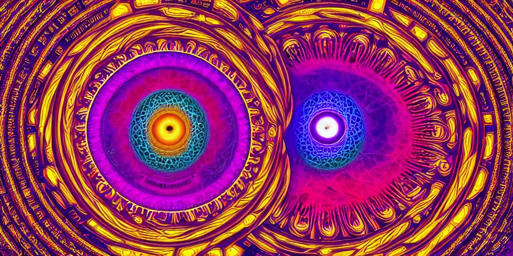 Image similar to dmt dream, eye of horace, sacred geometry, psychedelic architecture, soul frequency, 8 k resolution, highly detailed,