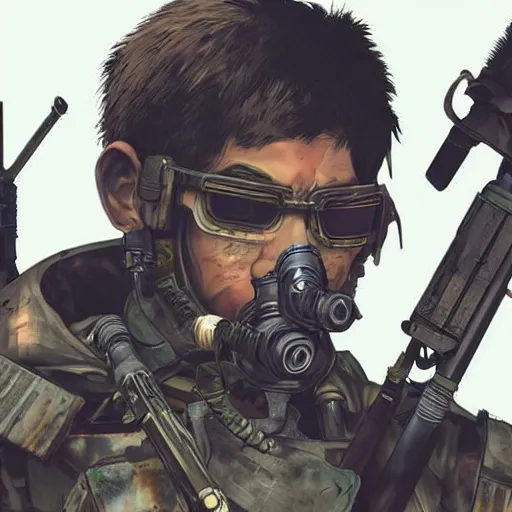 Prompt: 8K detailed realistic illustration of a post-apocalyptic cyberpunk Indonesia war general in the style of Yoji Shinkawa, high resolution