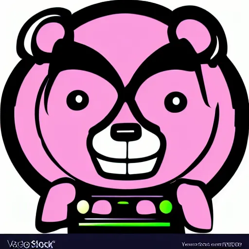 Image similar to a cute pink cuddly bear wearing headphones vector logo