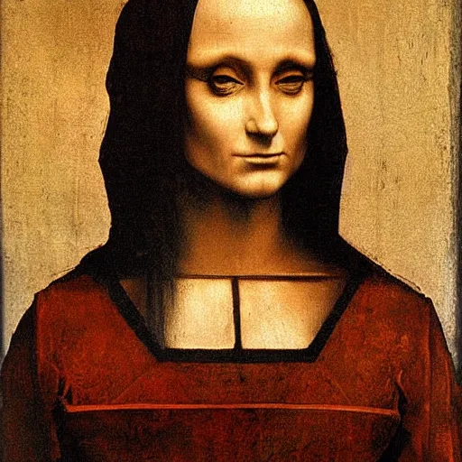 Image similar to gothic american by leonardo da vinci, oil painting, frisson, sfumato