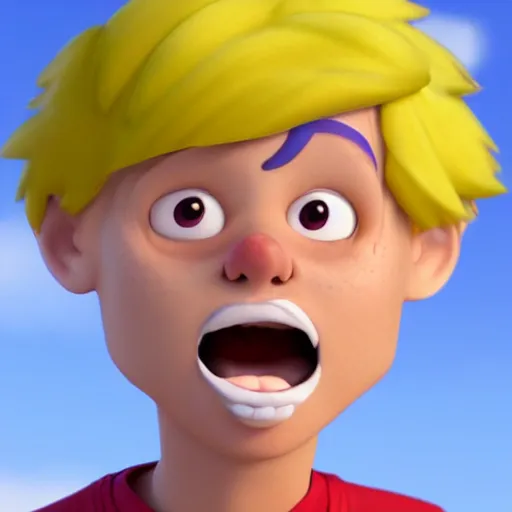 Prompt: A new cartoon cartoon character of a boy crying in the mix of disney and pixar style, name of the character is chad, 8k, insane details, ultrarealistic