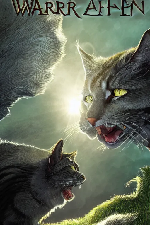 Image similar to a book cover for warrior cats by wayne mclouglin, depth of field, sun flare, hyper realistic, very detailed.