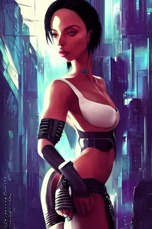 Image similar to cyberpunk Normani as aeon flux profile picture by Greg Rutkowski, social science fiction, biopunk, allegory, dystopian fiction, spy fiction, psychological drama, postmodern visual, psychedelic imagery and Gnostic symbolism, avant-garde, dynamic pose, intricate, futuristic, fantasy, elegant, by Stanley Artgerm Lau, greg rutkowski, thomas kindkade, alphonse mucha, loish, norman Rockwell,