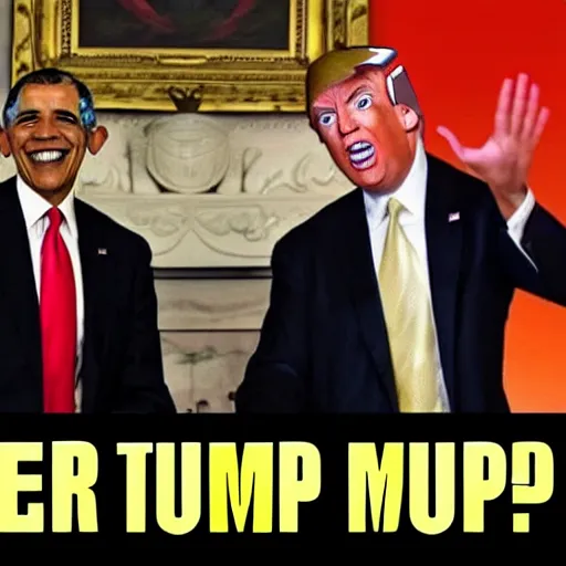 Prompt: super saiyan obama vs super saiyan donald trump