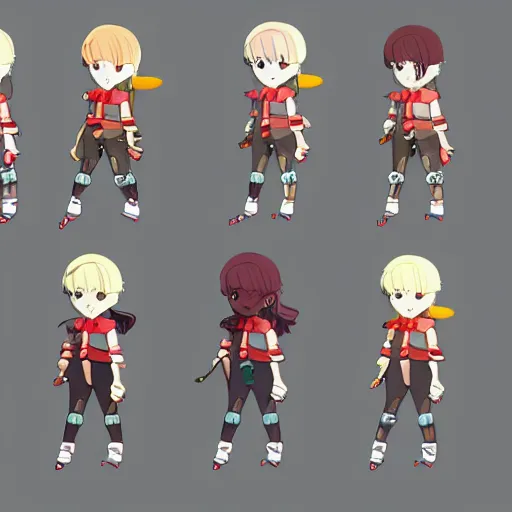 Image similar to walk animation sprite sheet of a girl, by miyazaki, detailed, concept art, 4 k,