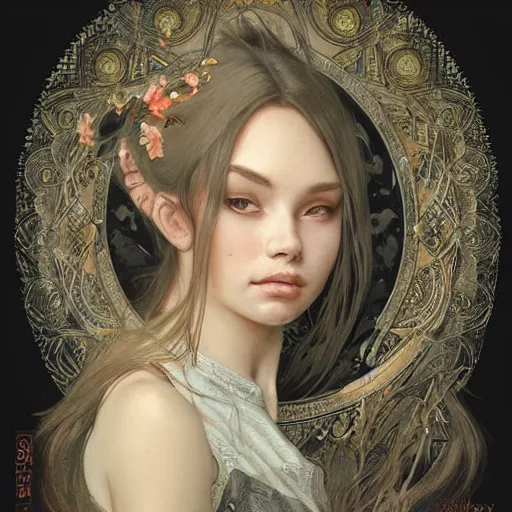 Image similar to beautiful lifelike award winning pencil illustration of kerli koiv trending on art station artgerm greg rutkowski alphonse mucha museum quality cinematic atmospheric