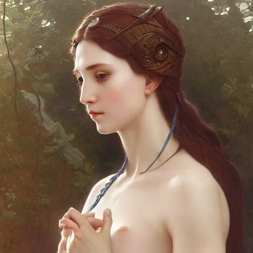 Prompt: portrait of a norse moon goddess, with white skin, intricate, elegant, highly detailed, digital painting, artstation, concept art, smooth, sharp focus, illustration, art by artgerm and greg rutkowski and alphonse mucha and william - adolphe bouguereau