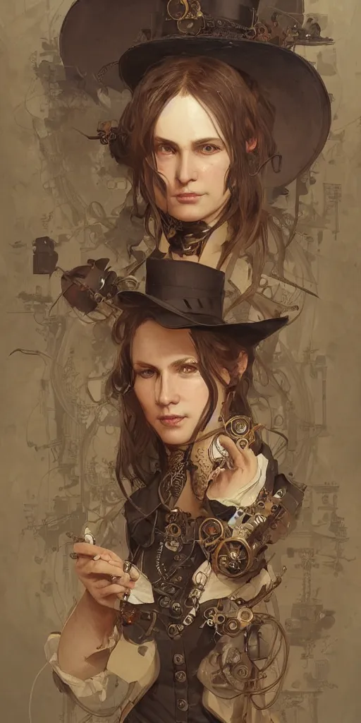 Image similar to Johan Sebastian Bach steampunk portrait, highly detailed, digital painting, artstation, concept art, sharp focus, illustration, art by WLOP and greg rutkowski and alphonse mucha and artgerm