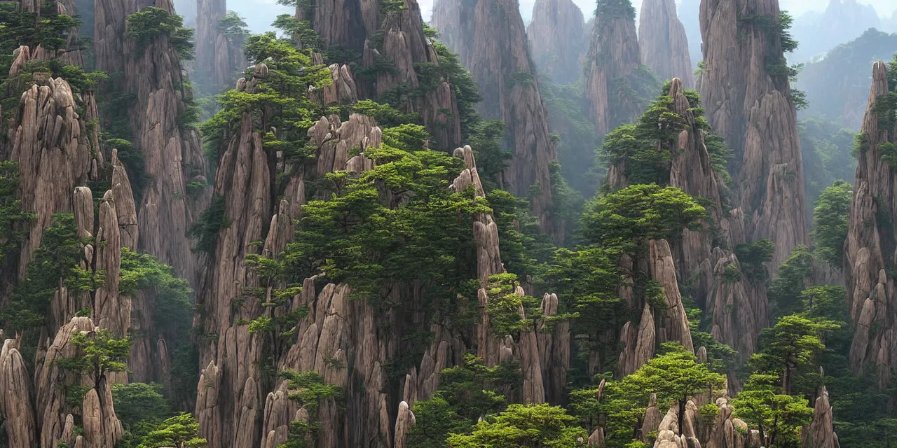 Prompt: huangshan and taoism by wangjian