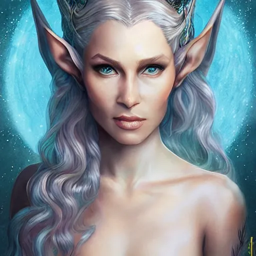 Prompt: elven queen wearing transparent silk character portrait by magali villeneuve, fantasy, dungeons & dragons, beautiful, artstation contest winner, detailed