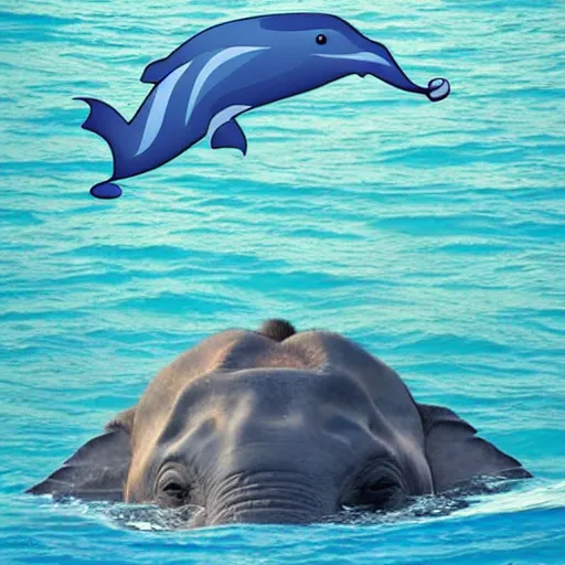 Image similar to half elephant, half dolphin 🐬🐋