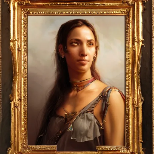 Image similar to portrait of a argentinian woman ( 3 5 ) from argentinia in 2 0 2 1, an oil painting by ross tran and thomas kincade