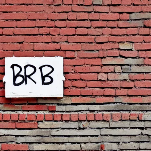 Image similar to the letter b graffitied on a brick wall