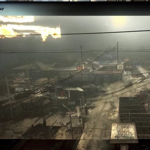 Image similar to playstation 5 screenshot of silent hill, overhead view, crazy high definition, beautiful matte painting