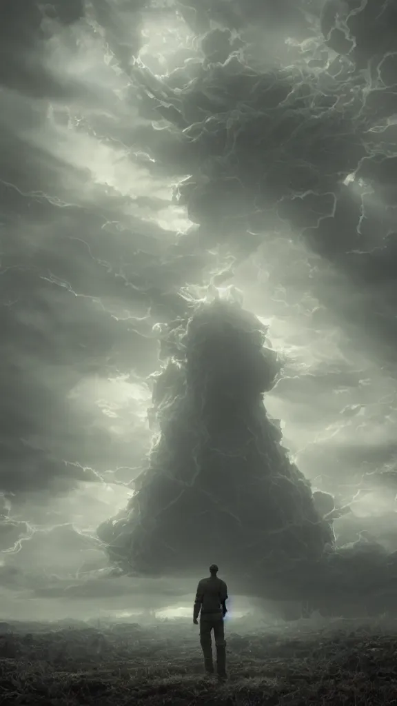 Prompt: the tendrils of a dormant god extending up into the sky, volumetric lighting, unreal engine 5, harrowing apocalyptic atmosphere, photorealistic, unnerving, hyperdetailed 3d matte painting, hyperrealism, hyperrealistic, cinematic masterpiece, fantasy horror style 8k ultrahd octane render