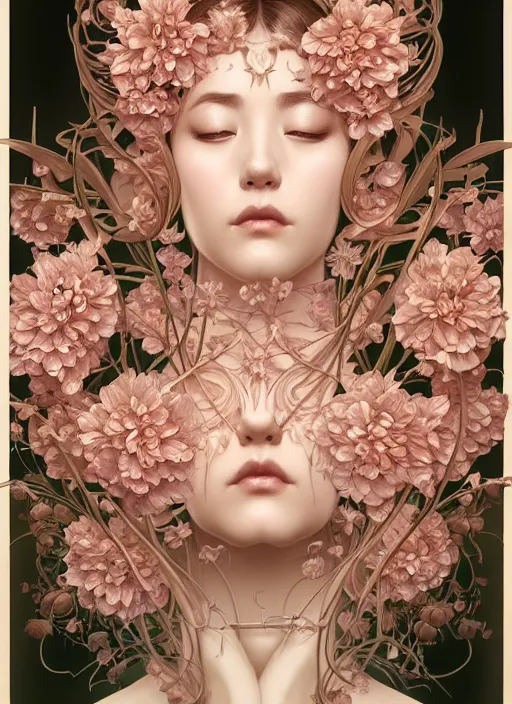 Prompt: symmetry!! portrait of floral! hitomi kisugi psycho, intricate, elegant, highly detailed, digital painting, artstation, concept art, smooth, sharp focus, illustration, art by artgerm and greg rutkowski and alphonse mucha, 8 k