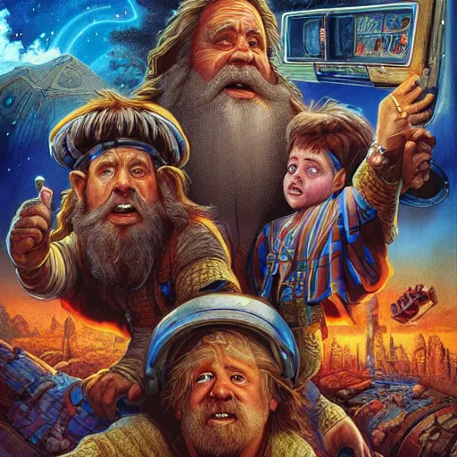 Image similar to “dwarves back to the future, cinematic poster by Mark Brooks, Donato Giancola, Victor Nizovtsev, Scarlett Hooft, Graafland, Chris Moore”