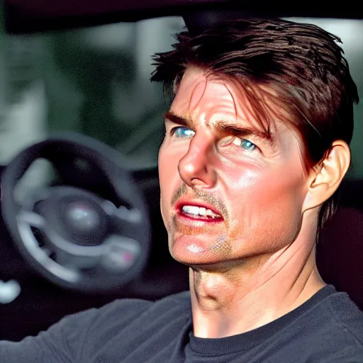 Prompt: tom cruise control, car controls with tom cruise face - n 9