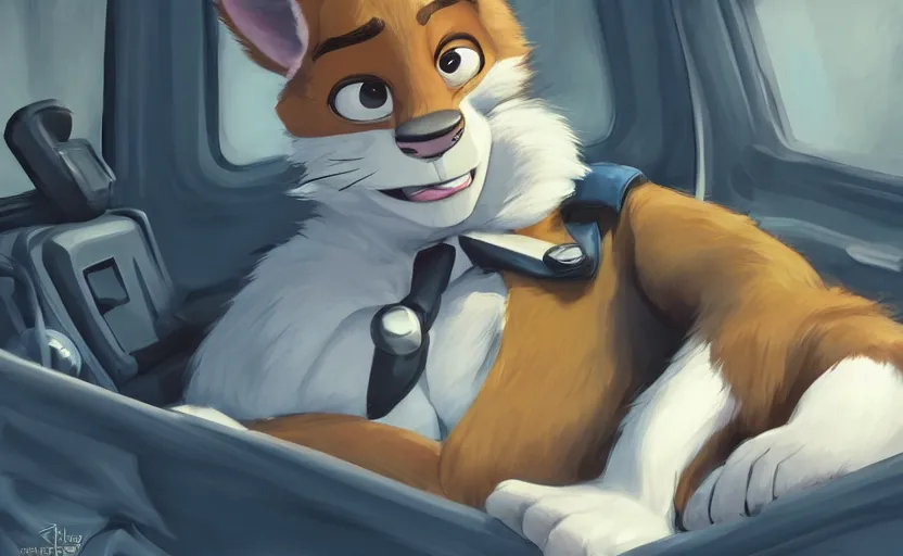 Prompt: a dressed in the police uniform anthropomorphic furry sleeping on duty in the police car, artstation hq, stylized, symmetry, modeled lighting, expressive, studio photo refined, highly detailed, hyper realistic, furry, sense of awe, zootopia style