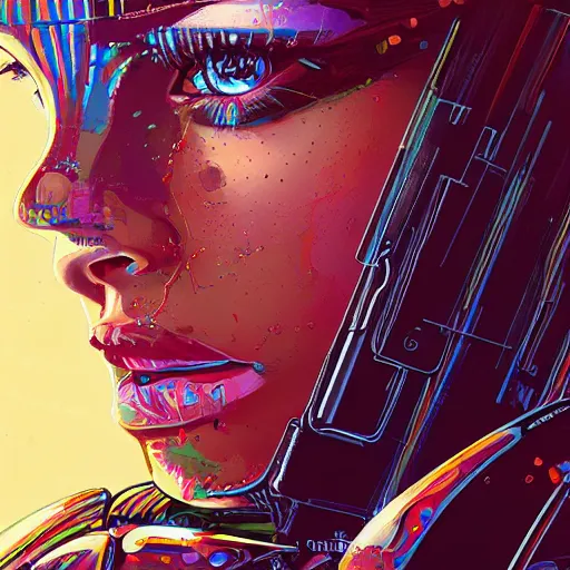 Image similar to a portrait of a female android, by Dan Mumford and Sandra Chevrier, 4k