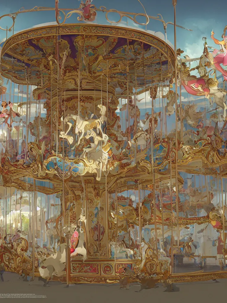 Image similar to carousel by disney concept artists, blunt borders, rule of thirds