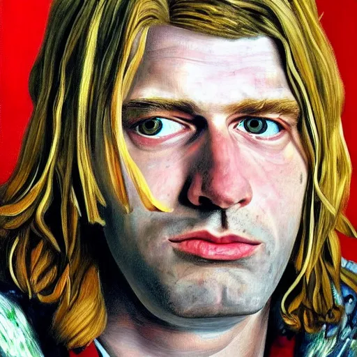 Prompt: high quality high detail painting by lucian freud, hd, portrait of kurt cobain