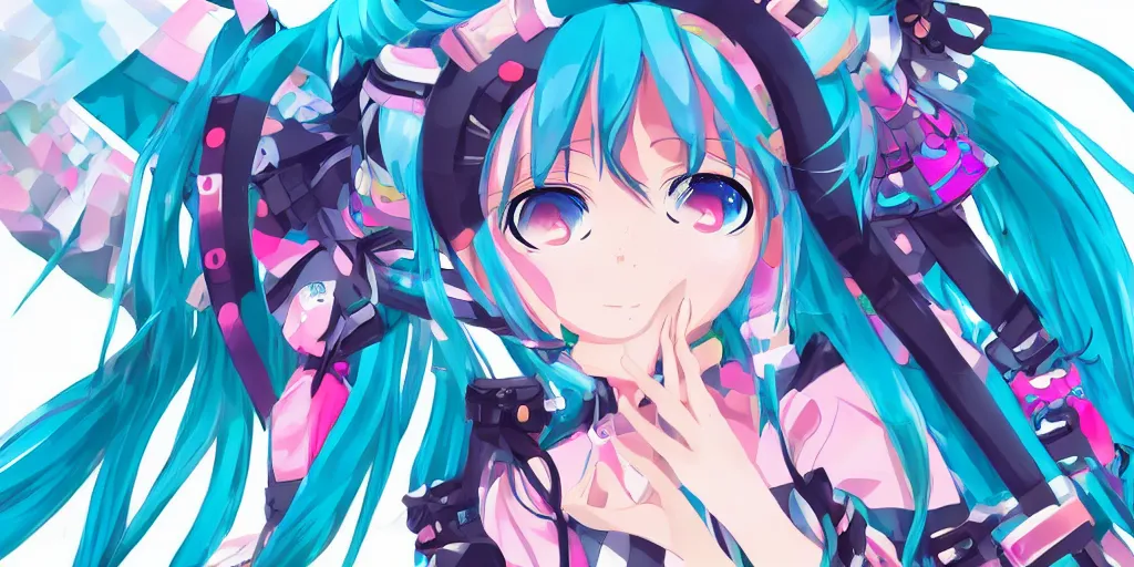 Image similar to hatsune miku , digital art, art station, tredning on art station, anime, colorful art