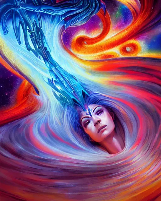 Prompt: rainbow fire, by antonio j. manzanedo, alex grey, android jones, wayne barlowe, philippe druillet, raymond swanland, cyril rolando, josephine wall, harumi hironaka, cronenburg, trending on artstation