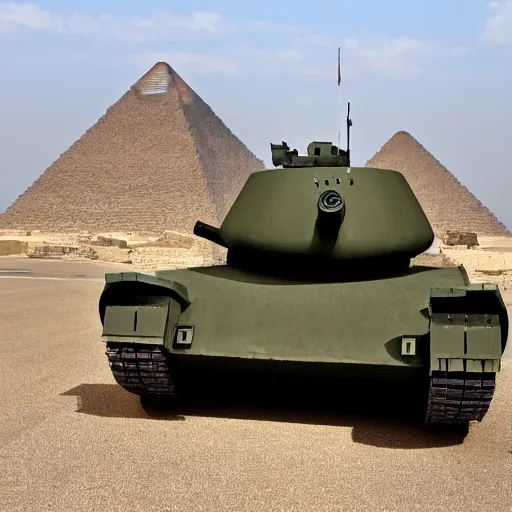 Prompt: a military tank shaped like a pyramid - n 4