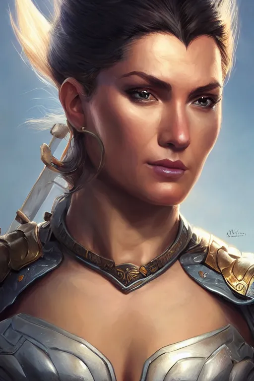 Image similar to amazon valkyrie athena, d & d, fantasy, portrait, highly detailed, headshot, digital painting, trending on artstation, concept art, sharp focus, illustration, art by artgerm and greg rutkowski and magali villeneuve