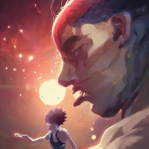 Image similar to hajime no ippo fight, magnificent, close up, details, sharp focus, elegant, highly detailed, illustration, by Jordan Grimmer and greg rutkowski and PiNe and Imoko and wlop and maya takamura, intricate, beautiful, Trending artstation, pixiv, digital Art