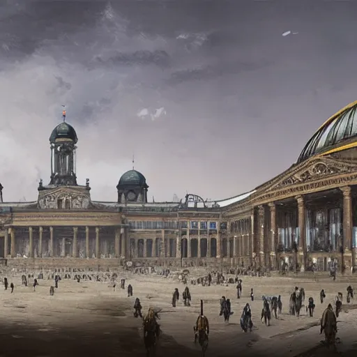 panorama view of giant volkshalle building, berlin 1 9 | Stable Diffusion