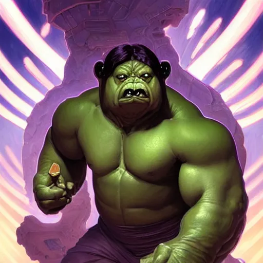 Image similar to portrait of a tardigrade as a flight hulk, intricate elegant, highly detailed, digital painting, artstation, concept art, smooth, sharp focus, illustration, art by ( artgerm ) and greg rutkowski! and ( alphonse mucha ), heavily influenced by frank frazetta and boris vallejo, sword and sorcery