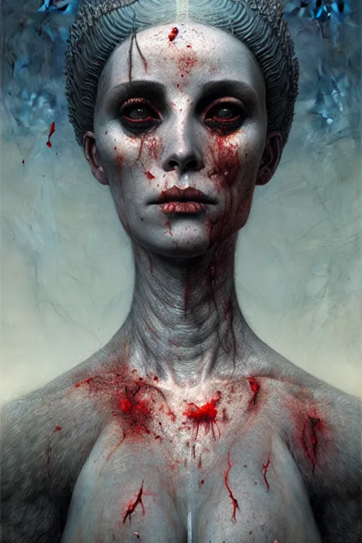 Prompt: gorgeous lilith the mother of all monsters dusty, destroyer! of worlds, bloody lips, raining ash & smoke, fine art masterpiece, highly detailed dino valls wayne barlowe machiej kuciara, dramatic lighting, long shot, wide angle, uhd 8 k, sharp focus