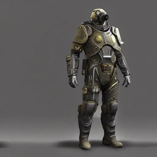 Image similar to fallout concept art armor render ultra unreal engine 5