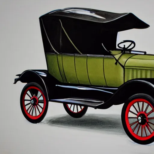 Image similar to a wax sketch of a ford model t