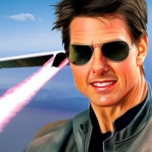 Prompt: tom cruise in a jet in the sky, realistic, detail