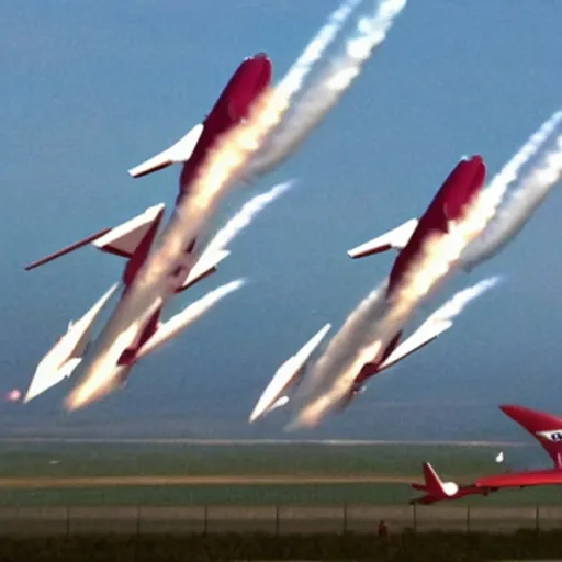 Image similar to jet plane shooting tornadoes at children