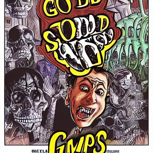 Prompt: goosebumps book cover illustration, skeletons everywhere