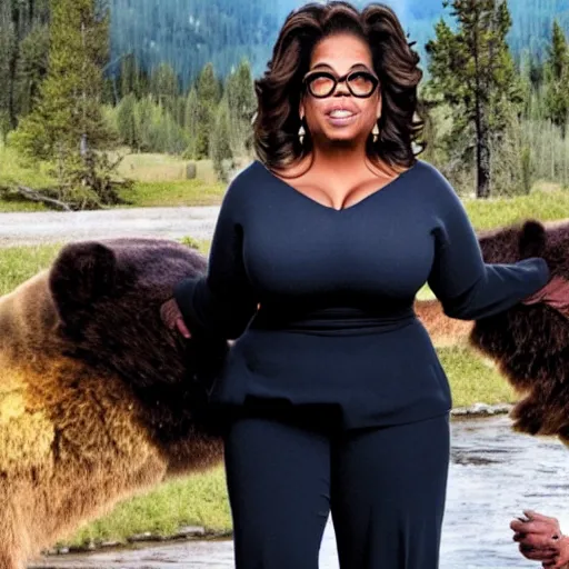 Image similar to oprah caught in a bear trap in yellowstone park