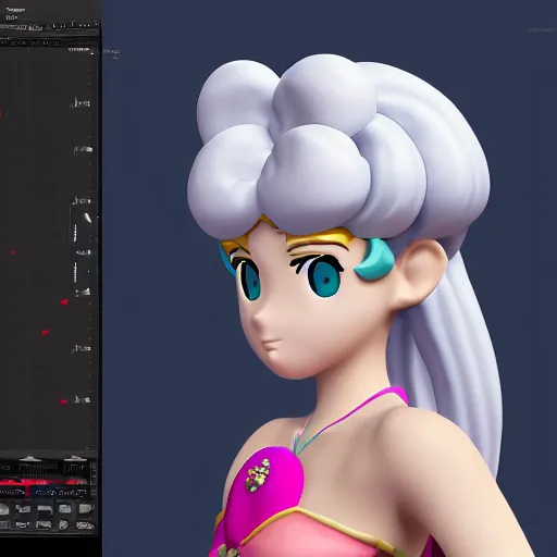 Image similar to detailed 3D mesh of Sailor Moon character in Zbrush model space