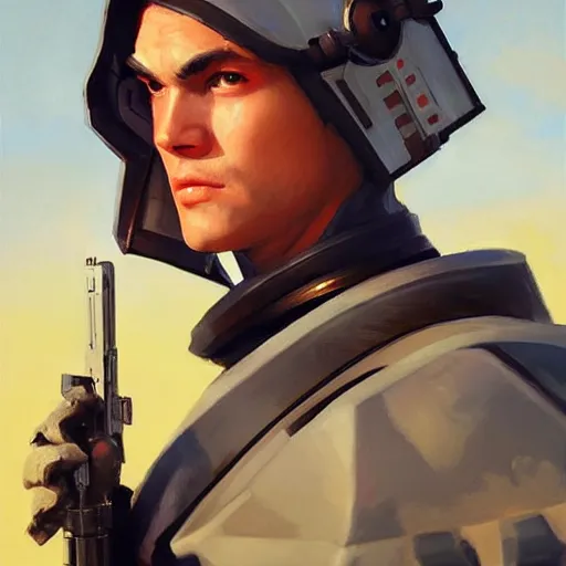 Image similar to greg manchess portrait painting of armored anakin skywalker as overwatch character, medium shot, asymmetrical, profile picture, organic painting, sunny day, matte painting, bold shapes, hard edges, street art, trending on artstation, by huang guangjian and gil elvgren and sachin teng