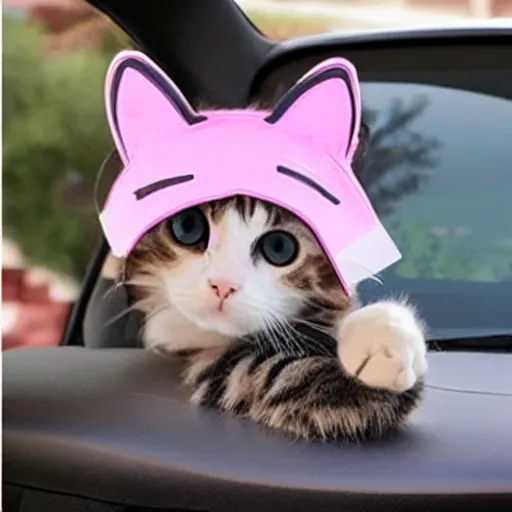 Image similar to small car that has cat ears and whiskers