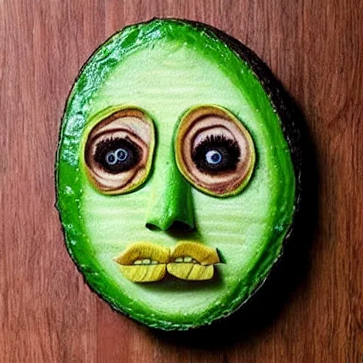 Image similar to famous faces made from avocados, realistic, detailed