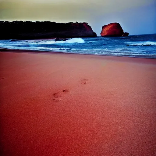 Prompt: porsche 9 1 1, beautiful australian beach, red sand, waves. dust. stars