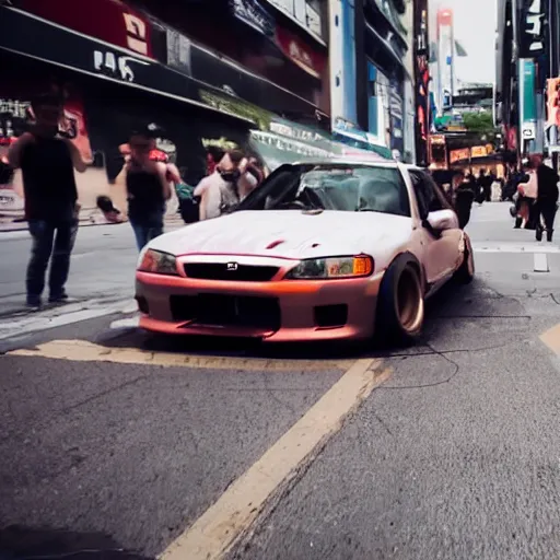 Prompt: A Jdm car drifting in shibuya streets, Hd, PhotoReal, Japanese, Moving 5