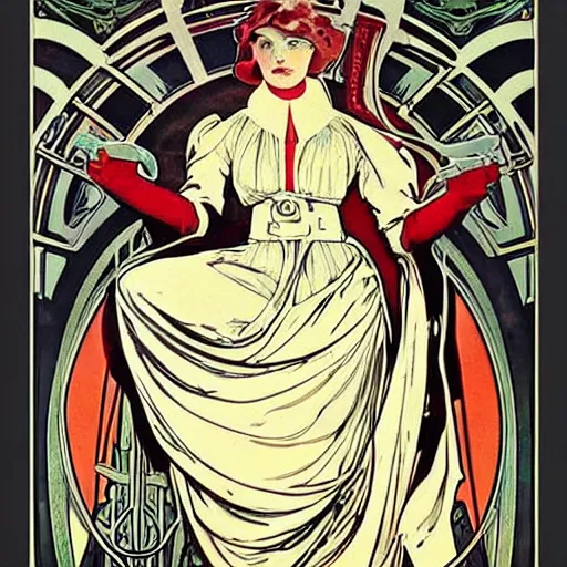 Prompt: Darth Vader helmet , elegant art nouveau poster by Alphonse Mucha, james gurney