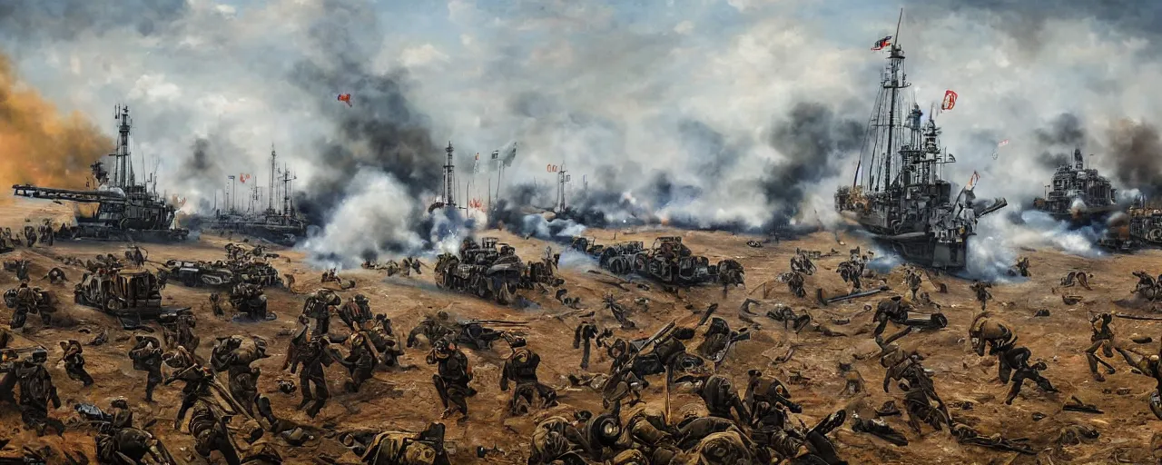 Prompt: a historical oil painting depicting the battle of mariupol 2022